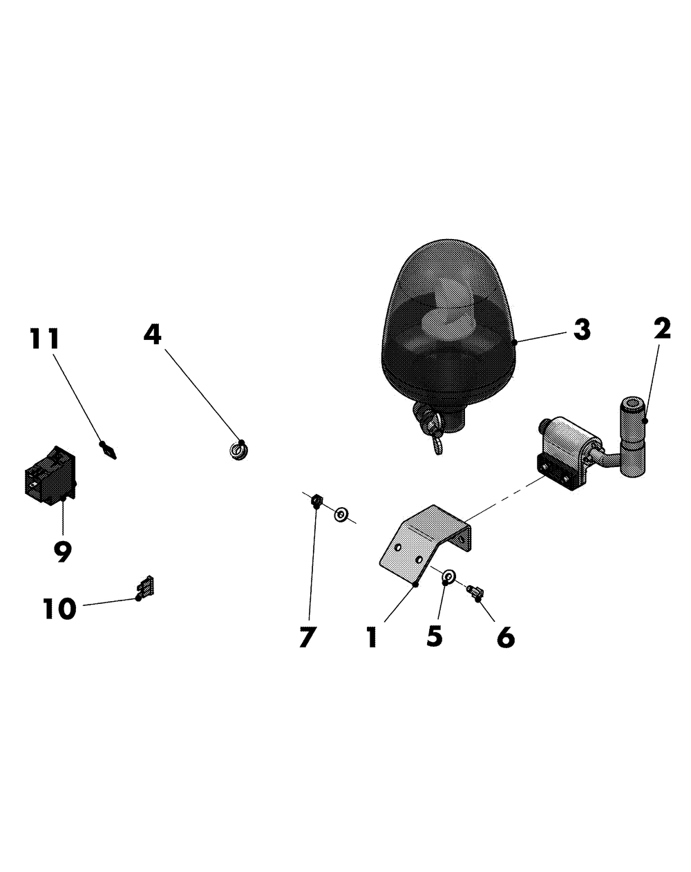 Euro Cab Rotating Light Diagram and Parts List for 46F 4X4-1I018G-1I019G-37ACH010 Cub Cadet Lawn Tractor Accessories